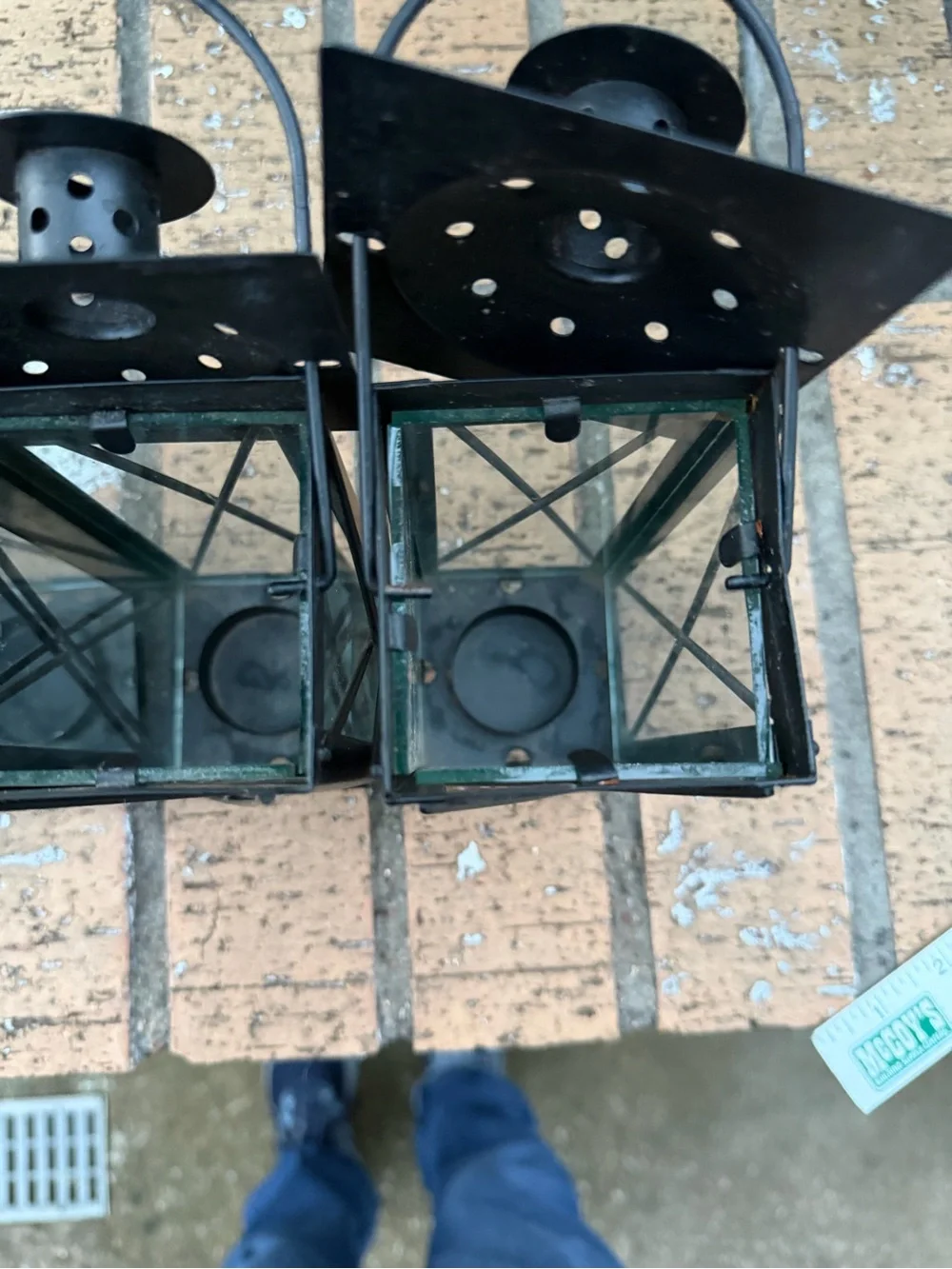 Farmhouse Cottage Black Metal Lantern Trio 10” X3” Wide (candles not included)